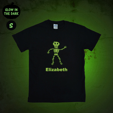 Leuchtendes T-Shirt Skelett  Glow Personalisieren Baumwolle Größe S Small