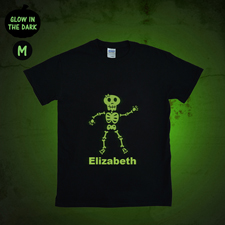Leuchtendes T-Shirt Skelett  Glow Personalisieren Baumwolle Größe M Medium