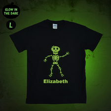 Leuchtendes T-Shirt Skelett  Glow Personalisieren Baumwolle Größe L Large