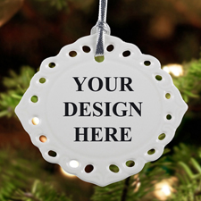 Bunter Keramikschmuck Weihnachten Oval Filigran Hochformat Einseitig Personalisieren