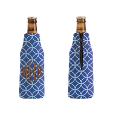 Bestickt Blaue Kreise Personalisierter Flaschenkühler mit Reißverschluss