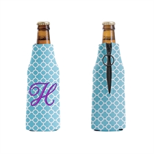 Bestickt Aqua Marokko Muster Personalisierter Flaschenkühler mit Reißverschluss