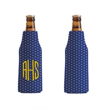 Bestickt Blaue Pünktchen Personalisierter Flaschenkühler mit Reißverschluss