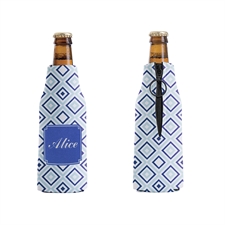 Blaue Karos Personalisierter Flaschenkühler mit Reißverschluss