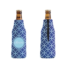 Hellblau Dunkelblau Personalisierter Flaschenkühler mit Reißverschluss