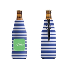 Blaue Streifen Bestickt Personalisierter Flaschenkühler mit Reißverschluss