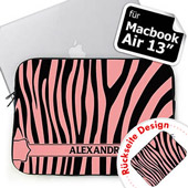 Pink Zebra Initialen Schwarz & Pink MacBook Air 13 Tasche