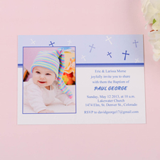Taufe Blau Junge Fotoeinladungskarte Personalisieren 127x178