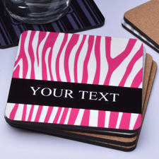 Zebra Muster Pink Bierdeckel Personalisiert Kunststoff und Kork