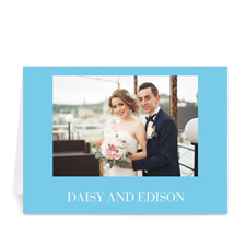 Hochzeitskarte,Querformat 12,7 cm x 17,8 cm, Doppelkarte Babyblauy