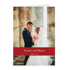 Klassische Hochzeitskarte, Hochformat 12,7 cm x 17,8 cm, Doppelkarte Rot, lässig