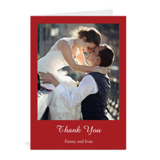 Klassische Hochzeitskarte, Hochformat 12,7 cm x 17,8 cm, Doppelkarte Rot