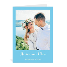 Hochzeitskarte, Hochformat 12,7 cm x 17,8 cm, Doppelkarte Babyblau
