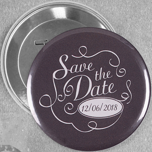 Save The Date Schönschrift Button 76mm