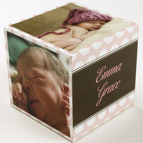 Mädchen Geburt Pünktchen  5 gestaltbare Fotowürfel