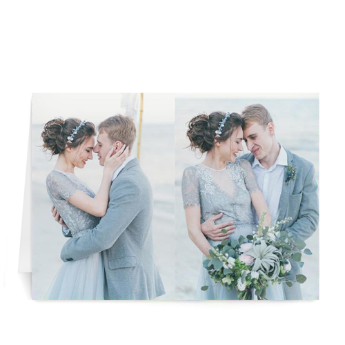 Klassische Hochzeitskarte,  2 Fotos, Doppelkarte