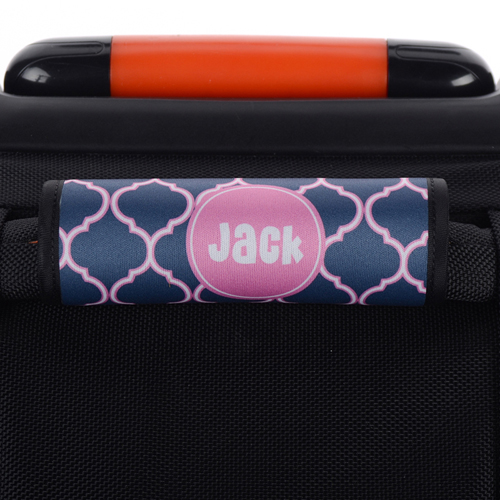 Dunkelblau und Pink Vierpass Personalisiertes Kofferschild