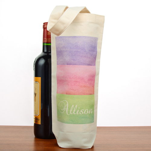 Streifen Wasserfarben Weinflaschentasche Personalisieren