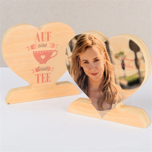 Auf eine Tasse Tee Fotoherz aus Holz Personalisieren Valentinsgeschenk