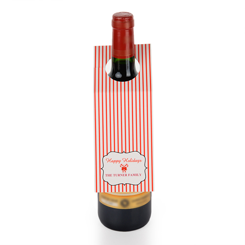 Rote Streifen Personalisierte Weinflasche Tag Sechs Stück