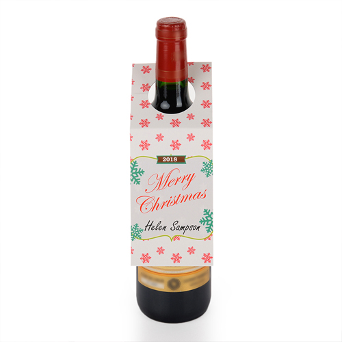Schneeflocken Merry Christmas Weinflasche Personalisieren Kragen Tag