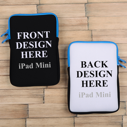 iPad Mini Tasche Hochformat Beidseitig Personalisieren Reißverschluss Blau 21,0 x 14,6 cm