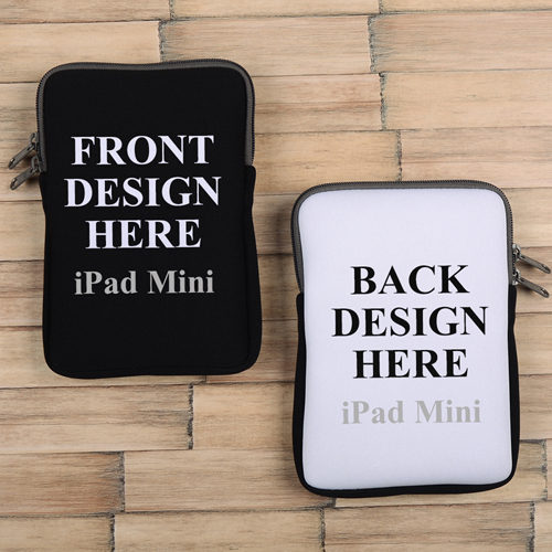 iPad Mini Tasche Hochformat Beidseitig Personalisieren Reißverschluss Grau 21,0 x 14,6 cm