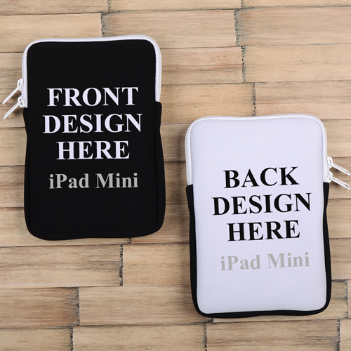 iPad Mini Tasche Hochformat Beidseitig Personalisieren Reißverschluss Weiß 21,0 x 14,6 cm