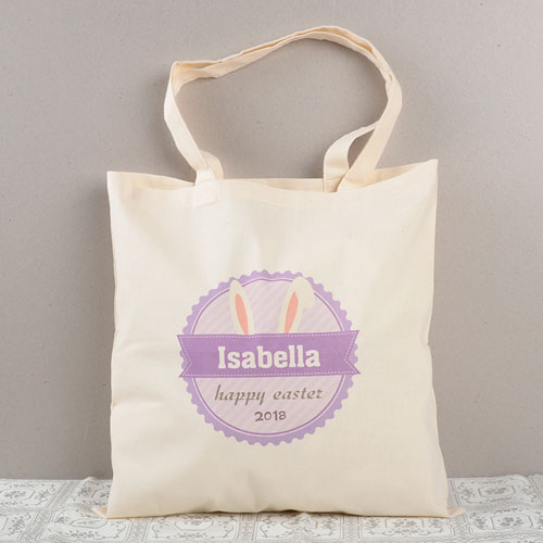 Lavendel Osterhasenohren Baumwolle Budget Stofftasche Personalisieren