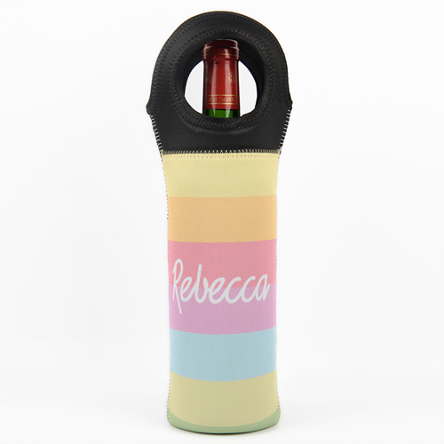 Regenbogen Streifen Weintasche aus Neopren mit Foto Vorderseite Personalisieren