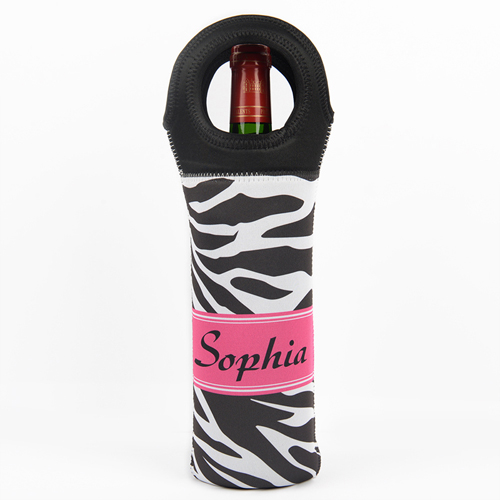 Zebra Weintasche aus Neopren mit Foto Vorderseite Personalisieren