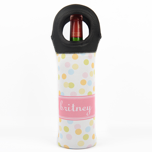 Polka Punkte Weintasche aus Neopren mit Foto Vorderseite Personalisieren
