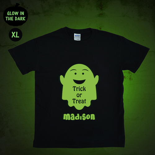 Halloween Monster Leuchtendes T-Shirt Glow Personalisieren Baumwolle Größe XL