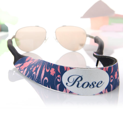 Pink Navy Sonnenbrillenband Blumenmuster Personalisieren