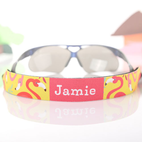 Gelb und Pink Flamingo Sonnenbrillenband Personalisieren