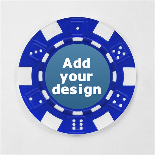 Blau Pokerchips personalisieren Streifen und Würfel mit Foto 12,5 Gramm