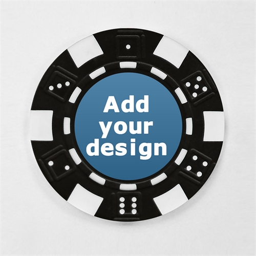Schwarz Pokerchips personalisieren Streifen und Würfel mit Foto 12,5 Gramm