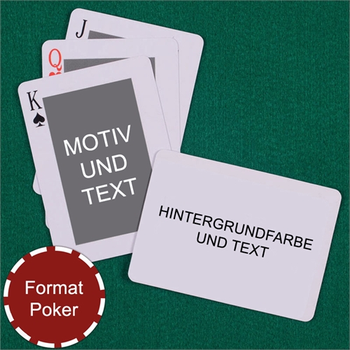 Klassische Pokerkarten beidseitig personalsisieren Rückseite Querformat
