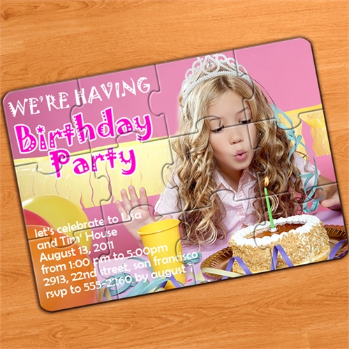 PartyPuzzle FotoEinladung mit Umschlag, 12,7 x 17,8 cm