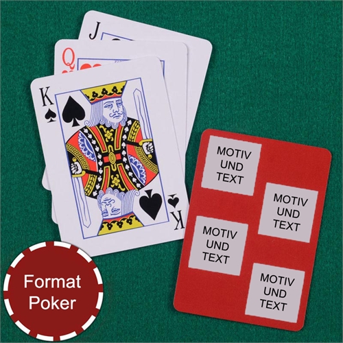 Poker Spielkarten Fotokollage Vier Quadrate Roter Hintergrund