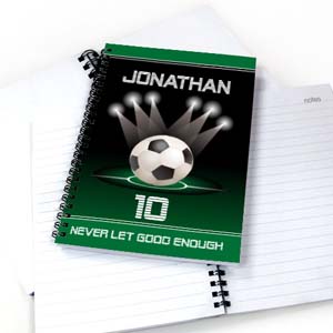 Personalisiertes Notizbuch für Sportstars Fußballspiel