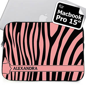 Pink Zebra Schwarz und Pink Personalisierte MacBook Pro 15 Tasche (2015)