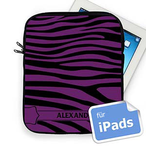 Purple  Zebra Schwarz und Lila Initialisierte iPad Tasche