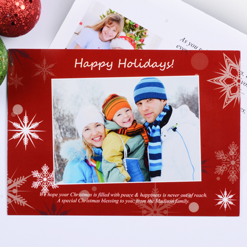 Schnee Rot Fröhliche Feiertage Fotokarte Weihnachten 127x178