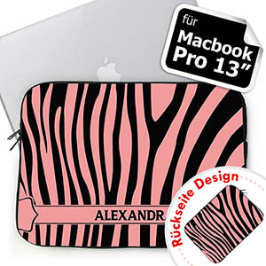 Zebra Beidseitig personalisierte Schwarz und Pink MacBook Pro 13 Tasche (2015)