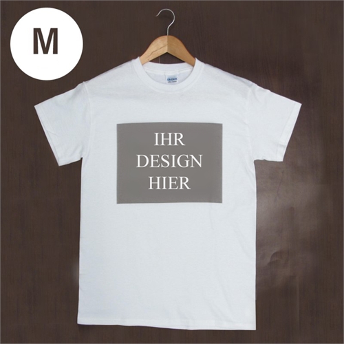 Größe M, T-Shirt, Weiß, Querformat, Personalisiert 100% Baumwolle