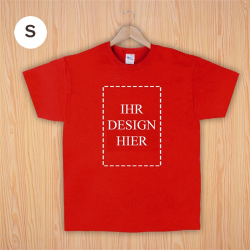 Größe S, T-Shirt, Rot, Hochformat, Personalisiert 100% Baumwolle