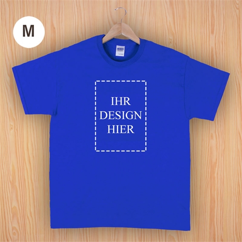 Größe M, T-Shirt, Blau, Hochformat, Personalisiert 100% Baumwolle