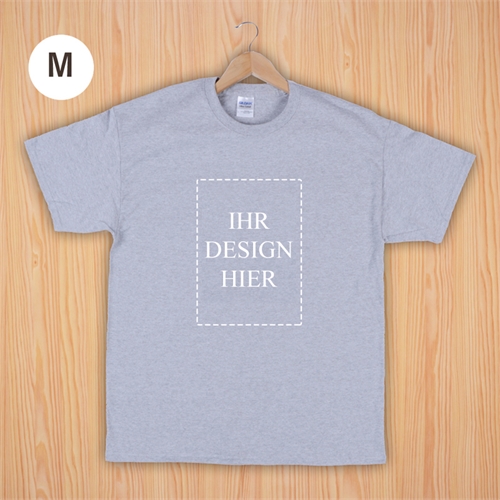 Größe M T-Shirt Grau Hochformat Personalisiert 100% Baumwolle