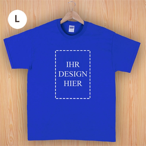 Größe L T-Shirt Blau Hochformat Personalisiert 100% Baumwolle